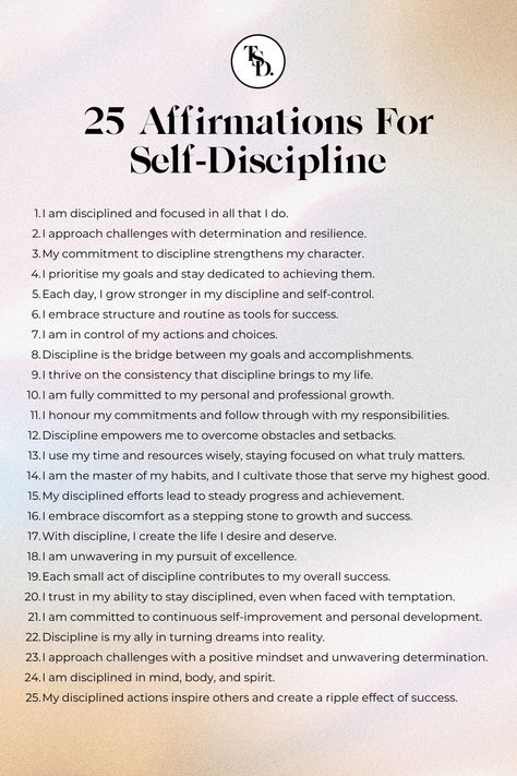 Affirmations For Self-Discipline Need Energy Boost, Master Self Discipline, Self Discipline Motivation, Life’s Purpose, Affirmations For Self Development, Self Discipline Challenge, Self Discipline Affirmations, How To Develop Self Discipline, Discipline Schedule