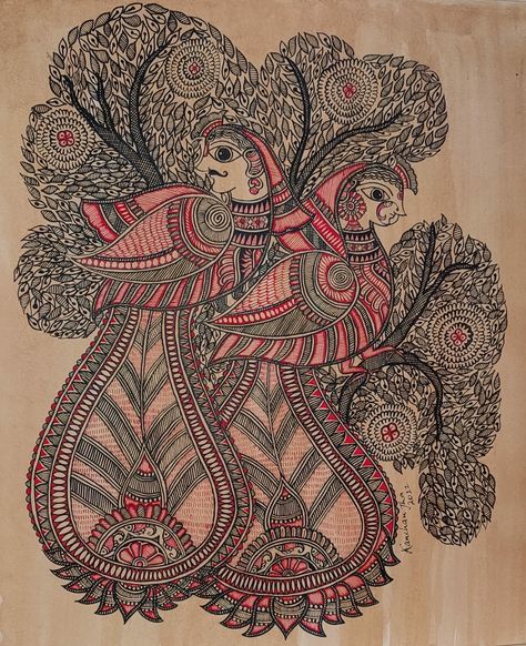 Madhubani Godna Painting, Madhubani Peacock, Indian Elephant Art, Madhubani Motifs, Madhubani Paintings Peacock, Mithila Art, Mithila Painting, Christmas Mandala, Madhubani Paintings