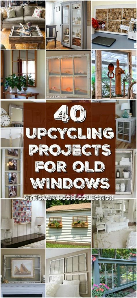 40 Simple Yet Sensational Repurposing Projects For Old Windows - Reuse, repurpose and upcycle old windows with these brilliantly creative projects! Round-up created by http://diyncrafts.com team Old Window Crafts, Old Window Decor, Ideas Armario, Old Window Projects, Old Window Frames, Recycled Door, Repurposed Windows, Window Crafts, Old Window Frame