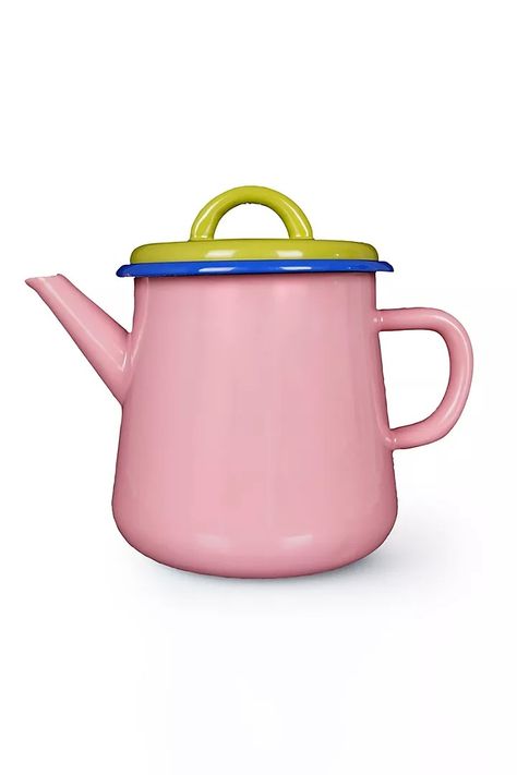 BORNN Colorama Enamelware Teapot | Anthropologie Enamel Teapot, Hard Water Stain Remover, Hard Water Stains, Tokyo Travel, Pink Fits, Global Travel, Serving Utensils, Istanbul Turkey, Traditional Techniques