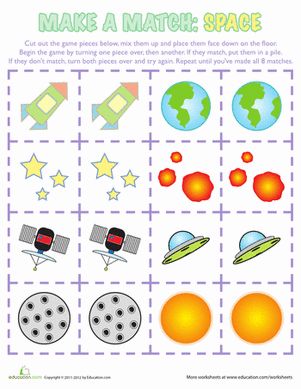 First Grade Memory Games Worksheets: Space Memory Game Space Memory Game, Outer Space Bingo Free Printable, I Spy Outer Space Printable, Planet Games, Solar System Quiz Worksheet, Game Worksheet, Memory Pictures, K Crafts, Memory Game