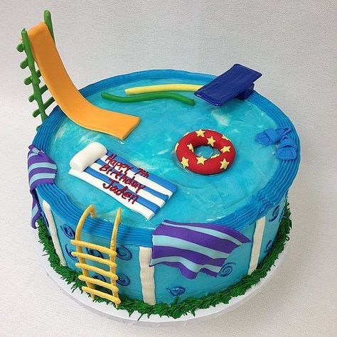 Pool Birthday Cakes, Pool Party Cake, Swimming Pool Cake, Swimming Cake, Pool Party Cakes, Pool Cake, Pool Party Themes, Pool Party Kids, Beach Cakes