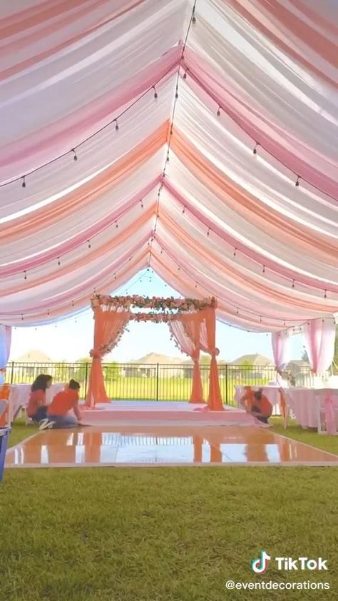 Tent Quinceanera Ideas, Tent Decor For Birthday Party, Quince Tent Decor, Outdoor Quinceanera Ideas Tent, Quinceañera Outdoor Ideas, Party Tent With Drapes, Tent Quinceanera, Tent Ideas For Wedding, Wedding Tents Ideas