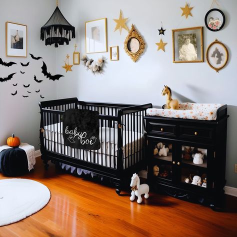 Gothic Nursery, Dark Nursery, Cute Halloween Decor, Gothic Baby, Goth Baby, Baby Room Themes, Decorative Throws Blanket, Nursery Room Design, Dark Home Decor