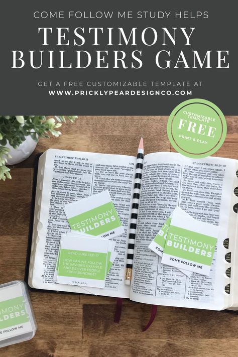 Testimony Builders Game - A Great way to discuss Come Follow Me with your family Testimony Template, Testimony Design, Testimony Lds, Scripture Study Lds, Lds Seminary, Lds Lessons, Lds Scriptures, Lds Living, Relief Society Activities