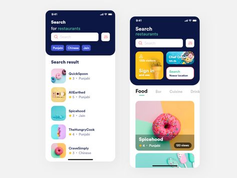 Restaurants search app screen design by Sanket on Dribbble Search Page Ui Design, Search Bar Ui, Search Ui Design, App Screen Design, Search Ui, Load Shedding, Login Page Design, Hotel Booking App, Website Layout Inspiration