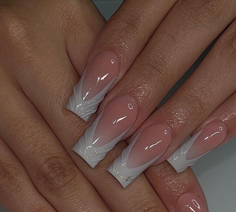 nailsxjennm on ig Milky Nails With Design, Drake Nails, Nails With Design, Milky Nails, French Acrylic Nails, Long Acrylic, Pretty Hands, Best Acrylic Nails, Mirror Mirror