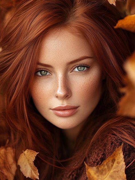 Autumn Red Hair: Embrace the Season with These Rich and Vibrant Shades Redhead Makeup Ideas, Red Hair With Green Eyes, Red Hair Color With Highlights, Autumn Red Hair, Deep Copper Hair Color, Red Hair Hazel Eyes, Warm Copper Hair, Autumn Hair Color Ideas, Golden Red Hair