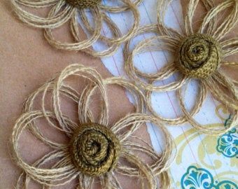 Burlap Wedding Decor, Vintage Western Decor, Burlap Rosettes, Burlap Party, Burlap Wedding Decorations, Farmhouse Wedding Decor, Twine Flowers, Rustic Party Decor, Jute Flowers