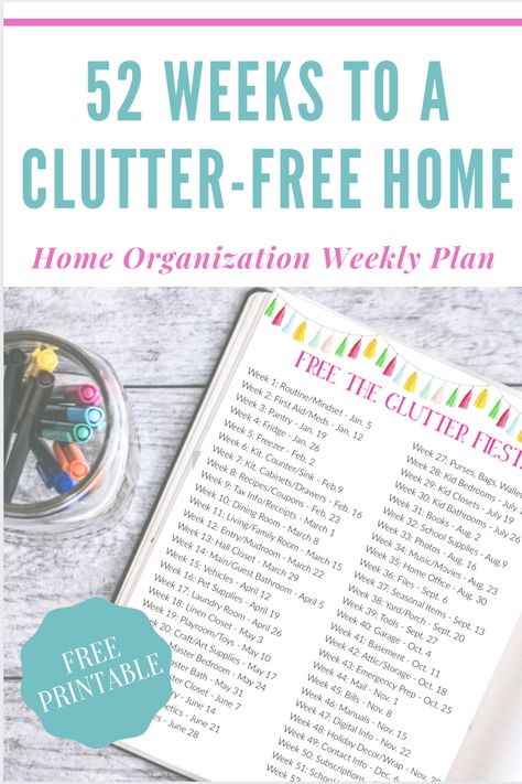 52 Week Cleaning Challenge, Motivating Words, Party Agenda, Blog Organization, Cleaning Challenge, Declutter Challenge, Clutter Free Home, 52 Weeks, Todo List