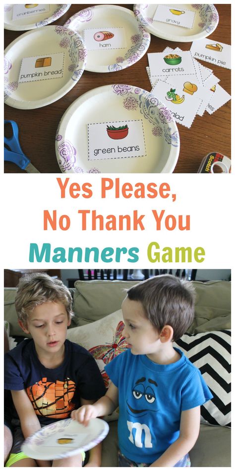 Practicing Manners for Thanksgiving: yes-please-no-thank-you-manners-game Manners Preschool, Manners Activities, Manners For Kids, Happy Home Fairy, School Start, Social Emotional Activities, Teaching Manners, Social Skills Activities, Etiquette And Manners