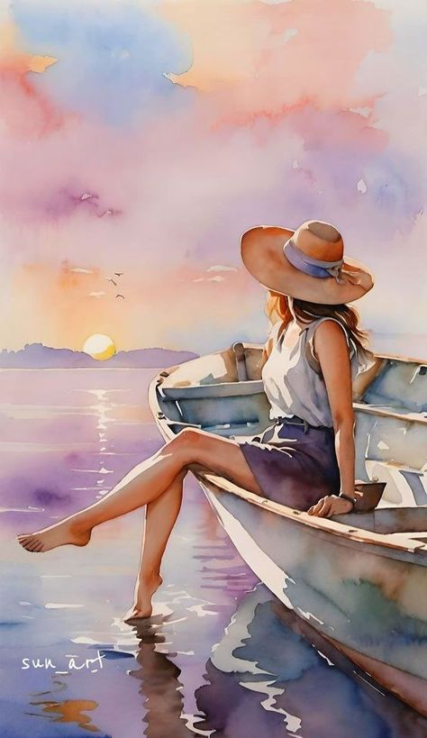 Watercolor Scenery Painting, Best Painting Ever, Landscape Painting Watercolor, Acrylic Portrait Painting, Beach Art Painting, Watercolor Paintings Nature, Japanese Drawings, Landscape Watercolor, Female Art Painting