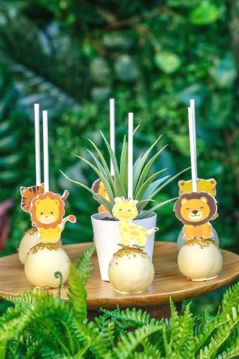 Cake Pops Jungle Theme, Jungle Safari Cake Pops, Animal Themed Cake Pops, Cake Pops Safari Theme, Safari Theme Cake Pops, Safari Pops, Two Wild Cake Pops, Jungle Cakepops, Wild One Cake Pops