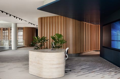 Australian Interior, Timber Battens, Australian Interior Design, Interior Design Awards, Lobby Interior, Waiting Area, Interior Define, Workplace Design, Commercial Interior Design