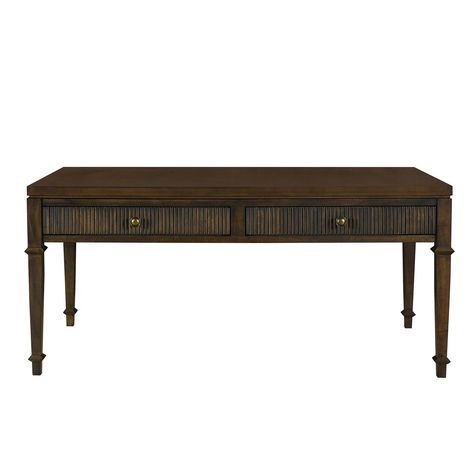 Martha Stewart Kenna Brown Fluted 2-drawer Coffee Table - Bed Bath & Beyond - 39218328 Drawer Coffee Table, Coffee Table Frame, Classic Coffee Table, Living Classic, Traditional Coffee Table, Brown Bar Stools, Coffee Table With Drawers, Tapered Square, Antique Brass Metal