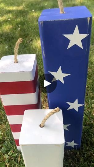 493 reactions · 61 shares | DIY Patriotic Decor. 

These wooden firecrackers are so easy to make! 

Great for the 4th of July!

Like and Follow for more! 😊

#diyhomedecor #diy4thofjuly #patrioticdecor #4thofjulydecor #craftidea #diyhomedecorideas #4thofjulycrafts #crafttutorials #craftingideas #patrioticcrafts #firecrackerdecor #woodfirecrackers | Rusty Roost Designs | Nick Gallant · You And Me Diy Patriotic Decor, Wooden Firecrackers, Blue Stuff, Fourth Of July Decor, July Decor, Patriotic Crafts, Patriotic Decor, 4th Of July Decorations, Tree Crafts