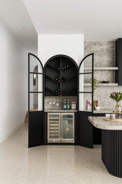 Brighton: Renovation & Extension - Contemporary - Home Bar - Melbourne - by First Avenue Homes | Houzz No Upper Cabinets, Marble Kitchen, Cottage Renovation, Luxury Marble, Wine Wall, Kitchen Design Trends, Smart Kitchen, Spacious Kitchens, Kitchen Trends