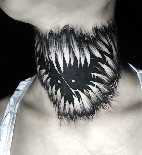 Dark Tattoo Designs, Dark Tattoo Ideas, Biomech Tattoo, Gotik Tattoo, Full Neck Tattoos, Mouth Tattoo, Monster Tattoo, Throat Tattoo, Wicked Tattoos