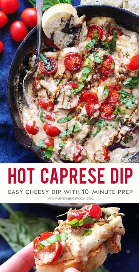 Caprese Dip, Bread Crackers, Appetizers Cheese, Cheese Mozzarella, Easy Dip, Easy Dips, Quick And Easy Appetizers, Dip Recipes Easy, Appetizers Recipes