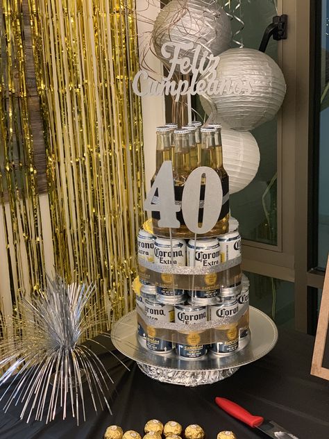 13 Birthday Gifts, Birthday Beer Cake, Beer Birthday Party, Birthday Party Decorations For Adults, Homecoming Proposal Ideas For Guys, Aesthetic Homecoming, Simple Birthday Decorations, Beer Cake, 40th Birthday Decorations