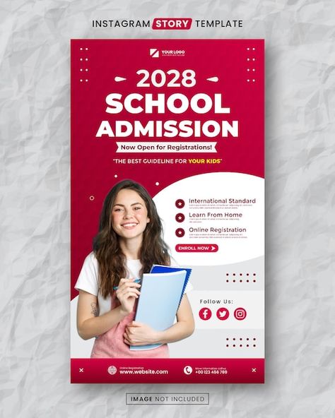 Red school admission media social story ... | Premium Vector #Freepik #vector #college-poster #college-admission #admission-poster #admission-open College Admissions Poster, College Poster Ideas, School Post Design, College Admission Poster, College Announcements, Tutoring Flyer, It's Okay That's Love, Social Media Campaign Design, Dj Event