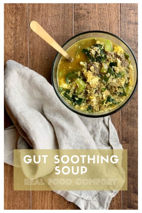 The key to a healthy body is a healthy gut. Snag this delicious Gut Soothing Soup recipe to nourish your gut lining and start healing your leaky gut while enjoying some delicious real food!  #souprecipe #guthealth #glutenfreerecipe #lunchrecipe #realfoodrecipe #dinnerrecipe Gut Healing Soup, Heal The Gut, Health Soup, Healing Soup, Health Smoothie Recipes, Gut Health Diet, Gut Healing Recipes, Gut Health Recipes, Healing Recipes