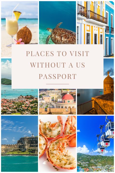 No passport? No problem! Check out these idyllic paradise places to travel without a U.S. passport. Places To Travel Without A Passport, Amazing Places To Travel, Cheap Family Vacations, Paradise Places, Beach Vacation Packing, Dream Vacation Spots, Passport Travel, Vacation Packing, Free Vacations