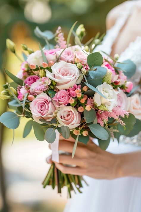 Discover 80+ pink wedding bouquets that are absolutely stunning. Click to see them all and get inspired! #PinkWeddingFlowers #WeddingInspo #BridalBouquets Live Flower Wedding Bouquets, Hot Pink And White Wedding Flowers, September Bridal Bouquet, Wedding Bouquets Bride Pink, Pink And Green Wedding Flowers, Green And Pink Wedding Flowers, Pink Wedding Flowers Bouquet, Light Pink Wedding Bouquet, Light Pink Wedding Flowers