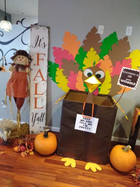 Can Drive Box Ideas, Can Food Drive Box Ideas Thanksgiving, Fall Food Drive Box Ideas, Canned Food Drive Box Ideas Fun, Food Drive Box Ideas Fun, Thanksgiving Food Drive, Canned Food Drive, Donation Boxes, Turkey Food