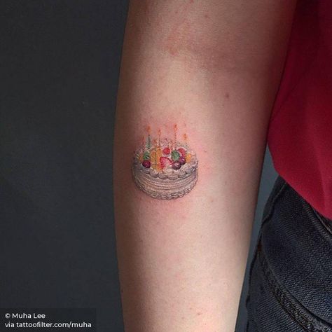 Cake Pop Tattoo, Vintage Cake Tattoo, Birthday Cake Tattoo, Tattoo For Birthday, Chocolate Tattoo, Dessert Tattoo, Cake Tattoo, Tattoo Cake, Food Tattoos