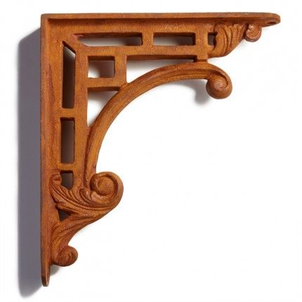 Transitional Style Cast Iron Shelf Bracket Landscape Timber Crafts, Cast Iron Shelf, Ornamental Wood, Decorative Shelf Brackets, Cast Iron Shelf Brackets, Bracket Shelf, Wood Bed Design, Iron Shelf Brackets, Brick Arch