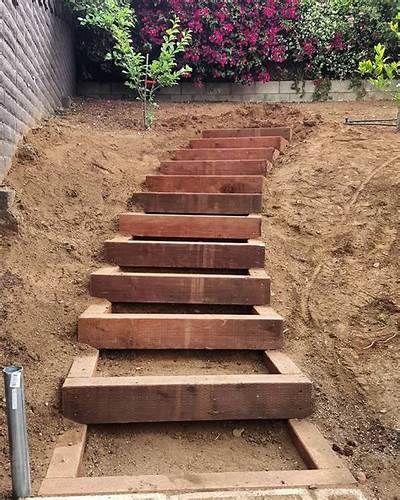 Image result for how to carve steps Sloped Backyard Landscaping, Landscape Stairs, Landscape Steps, Sloped Backyard, Garden Stairs, Outdoor Steps, Hillside Landscaping, Wooden Steps, Sloped Garden