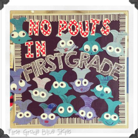 Pout Pout FIsh Freebie - First Grade Blue Skies Fish Bulletin Boards, The Pout Pout Fish, Beach Classroom, Pout Pout Fish, Preschool Ocean, Pirate Ideas, Ocean Theme Classroom, Fish Activities, Reading Month