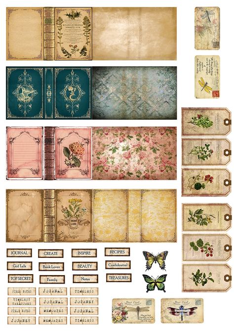 ad vertisement by froufroucraft Ad vertisement from shop froufroucraft froufroucraft From shop fro Mini Books Diy, Journal Pages Printable, Dollhouse Books, Pretty Printables, Mini Diy, Mini Stuff, Miniature Printables, Butterfly Images, Scrapbook Stickers Printable