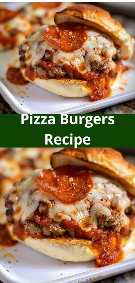 Pizza burgers that merge the best of pizza and burgers with beef patties and cheesy marinara. Pizza Burgers Recipe, Beef Pizza, Pizza Burger, Sausage Spaghetti, Beef Patties, Pizza Burgers, Cauliflower Crust, Cauliflower Crust Pizza, Pizza Recipes Homemade