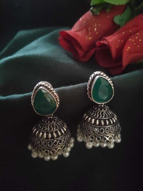 Bohemian Style | Oxidised Jhumka | Bollywood Jewellery | Jhumki | Tribal Necklace | Bridal Jewelry | Indian Jewelry Set | Christmas Gift Introducing our elegant Drop Shape Silver Replica Pearl Beads Dangler Stud Earrings, a perfect combination of sophistication and timeless beauty. These earrings are meticulously crafted to emulate the charm of silver and the allure of pearl beads, creating a stunning accessory for any occasion. tribal art hippie style  bohemian style boho pakistani jewelry boll Pakistani Jhumka Earrings, Oxidised Jhumka, Jhumka Set, Capsule Wardrobe Jewelry, Bridal Jewelry Indian, Indian Jewelry Set, Flower Jewelry Designs, Nose Ring Jewelry, Jhumka Designs