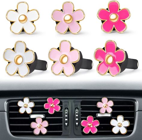 Cute Gifts Pink Car Decor Accessories for Women Teens, 6pcs Car Scent Air Fresheners Vent Clips, Girly Daisy Flower Decorations Interior Aesthetic Things, Car Perfume Stuff Pink Car Decor, Cute Pink Car, Car Air Freshner, Car Vent Clip, Girly Car, Car Accessories For Girls, Car Perfume, Interior Aesthetic, Aesthetic Things