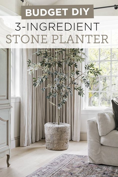 DIY Hypertufa Stone Planter - Jenna Sue Design Stone Planter, Jenna Sue Design, Jenna Sue, European Style Homes, Stone Planters, Portland Cement, Stones Diy, Simple Budget, Peat Moss