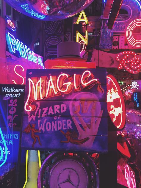 Neon Circus Aesthetic, Neon Vibes Aesthetic, Neon Circus, American Gods, Neon Aesthetic, Witch Aesthetic, Tat Ideas, Photo Wall Collage, Neon Art