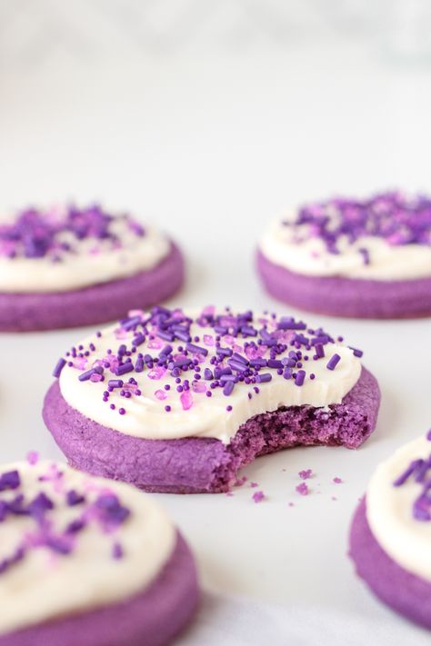 Ube Sugar Cookies, Sugar Cookies With Frosting, Ube Dessert Recipe, Ube Extract, Cookies With Frosting, Purple Cookies, Lofthouse Sugar Cookies, Ube Recipes, Purple Food