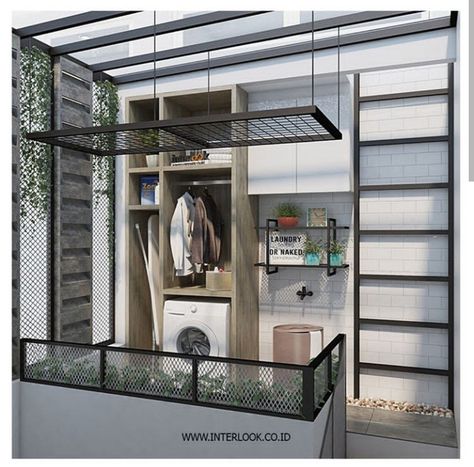 Outdoor Laundry Area, Outdoor Laundry Rooms, Outdoor Laundry, Small Bathroom Storage Cabinet, Apartment Storage, Service Area, Laundry Room Closet, Laundry Design, Modern Laundry Rooms