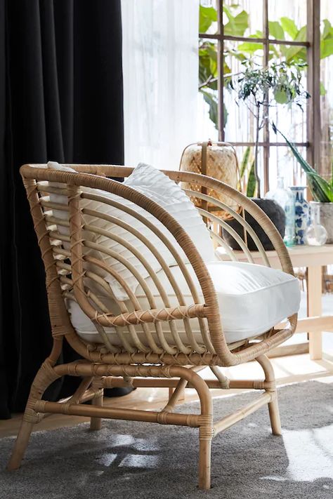 Comfy Balcony Furniture, Buskbo Chair Ikea, Ikea Buskbo, Bamboo Bedroom, Bedroom For Girls Kids, Ikea Outdoor, Nature Living, Bamboo Sofa, Armchair Bedroom