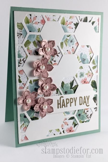 Hexagon Hive Birthday by patstamps2001 - Cards and Paper Crafts at Splitcoaststampers Hexagon Cards, Birthday Bouquet, Hand Stamped Cards, Disney Scrapbook, Birthday Cards Diy, Stamping Up Cards, Floral Cards, Creative Cards, Cool Cards