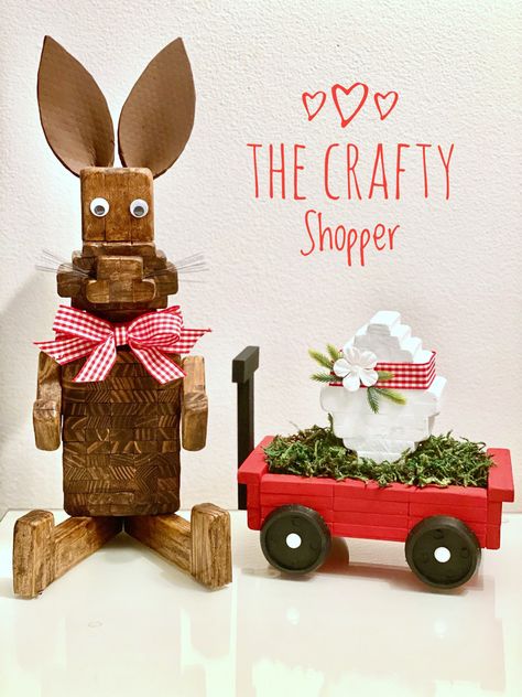 Spring Jenga Block Crafts, Jenga Block Animals, The Crafty Shopper, Craft Fair Crafts To Sell, Easter Jenga Block Crafts, Jenga Block Crafts Diy Dollar Tree, Diy Jenga Blocks Ideas, Jenga Block Crafts, Diy Jenga