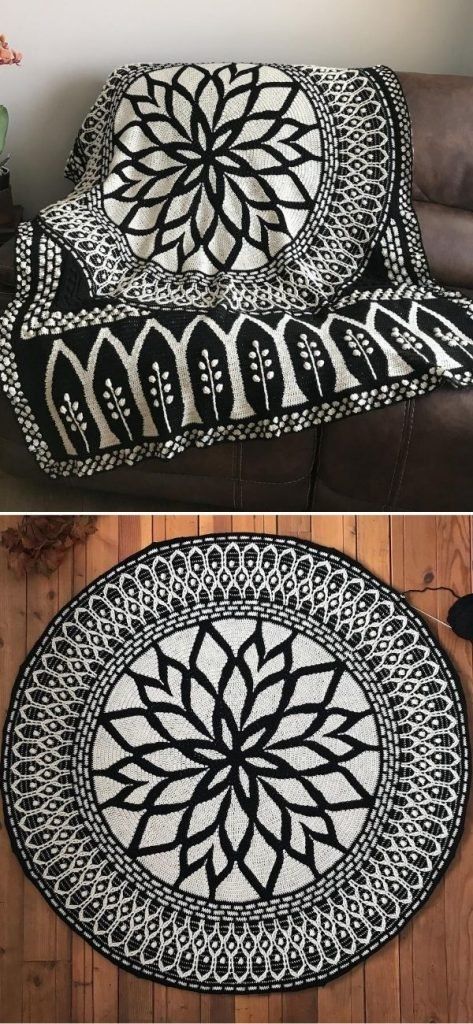 Intermediate Crochet Afghan Patterns, Cal Crochet Free Pattern Projects, Crochet Snoodie Free Pattern, Witch Crochet Blanket, Intermediate Crochet Blanket Patterns, Black And White Crochet Blanket Pattern, Crochet Black And White Blanket, Crochet Black Blanket, Black And White Crochet Projects