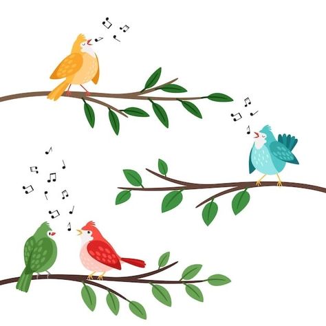 Singing Birds, Nature Logo Design, Birds Singing, Music Logo Design, Singing Bird, Cartoon Birds, Applique Quilt Patterns, Music Backgrounds, Tree Graphic