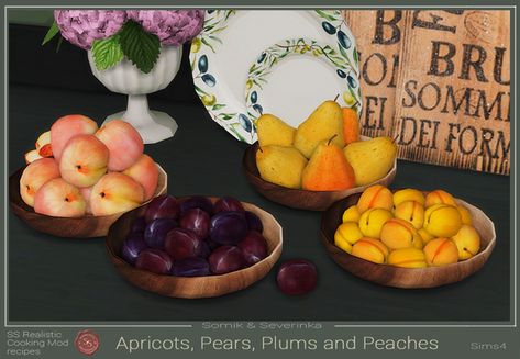 Mods For Sims 4, Sims 4 Kitchen, Sims 4 Tsr, Sims 4 Cas Mods, Plum Fruit, Sims 4 Gameplay, Sims Games, Peach Recipe, Sims 4 Cc Furniture