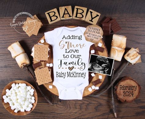 Smore Love Digital Pregnancy Announcement Camping Theme - Etsy First Baby Announcements, Summer Pregnancy Announcement, Unique Pregnancy Announcement, Announcement Pictures, Fun Baby Announcement, Baby Announcement Pictures, Cute Pregnancy Announcement, Baby Announcement Ideas