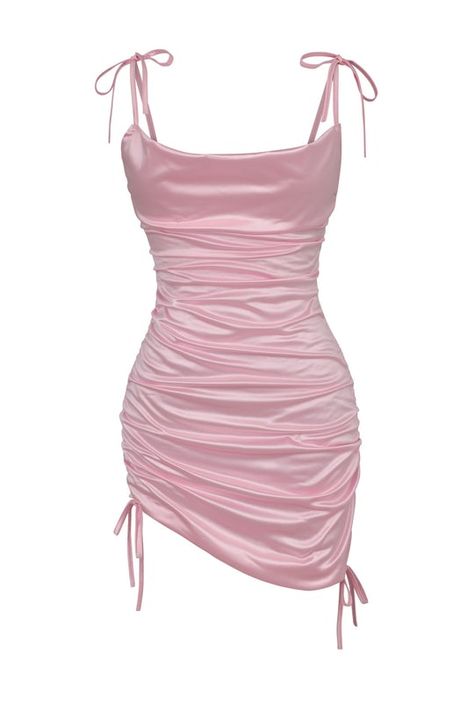 Pink Satin Mini Dress, Jacket Outfit Women, White Champagne, Preformance Outfits, Lace Side, Prom Dress Inspiration, Clothes Pictures, Pretty Prom Dresses, Grad Dresses