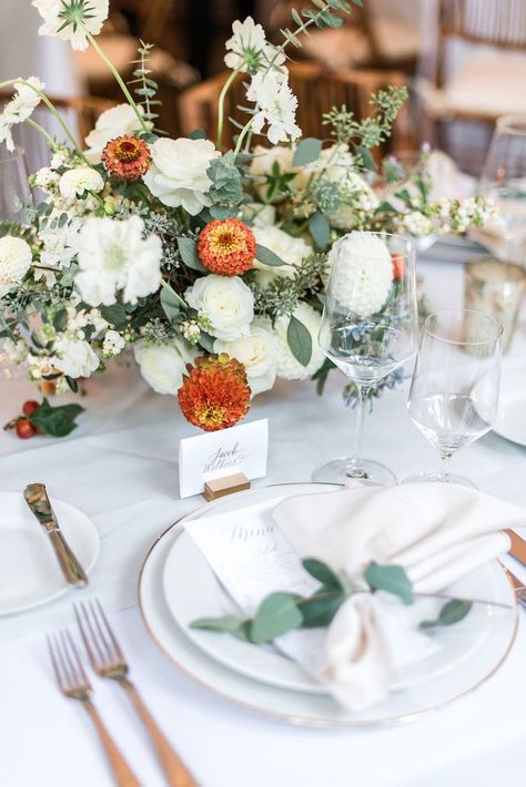 Orange And Green Beach Wedding, White Orange Flower Arrangement, White And Burnt Orange Wedding Flowers, Eucalyptus And Orange Wedding, Orange And Yellow Wedding Theme, Wedding Orange And Green, Orange And White Wedding Flowers, Green And Orange Wedding, White And Orange Flowers